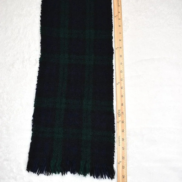 Eddie Bauer Mens Plaid Short Scarf Fringed 100% Wool 48X9 Academia Preppy Vtg - Picture 5 of 6